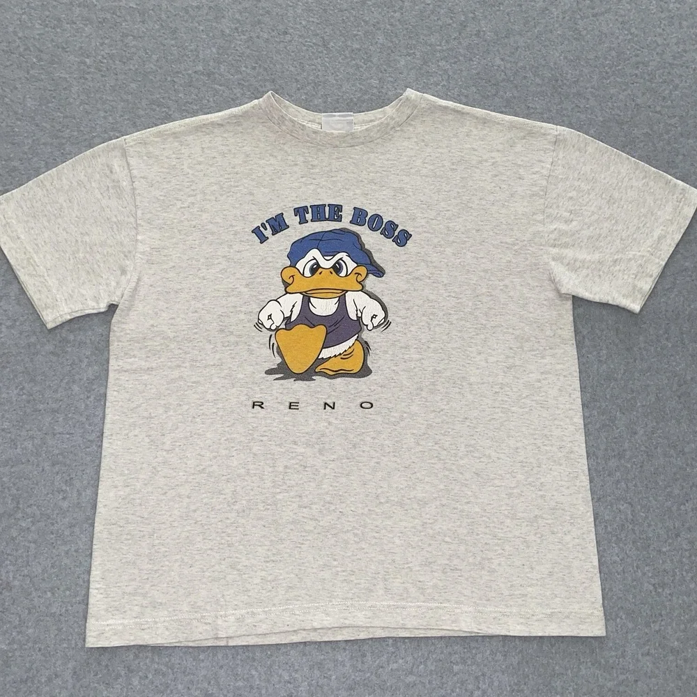 Vtg 90s Youth XL Shirt I'm The‎ Boss Duck Cartoon Reno Graphic Sierra Madre Tee